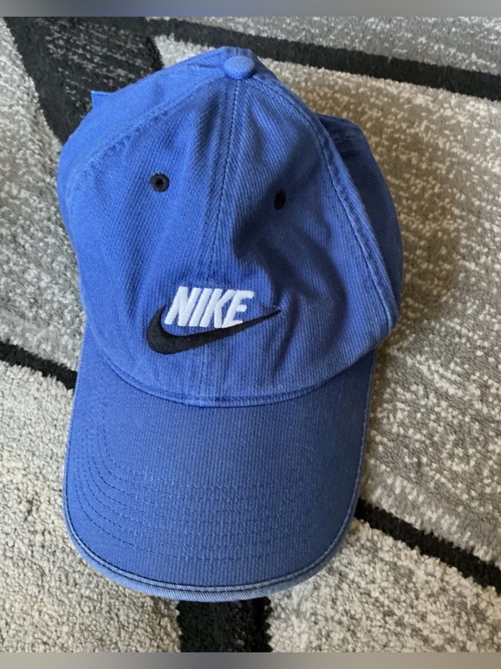 Vintage Nike Blue Black Cotton Baseball Adjustable Hat Cap
